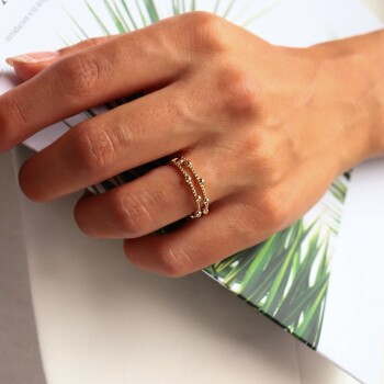 Çift Sıra Top Yüzük - Mazal