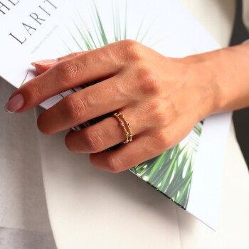 Çift Sıra Top Yüzük - Mazal (1)