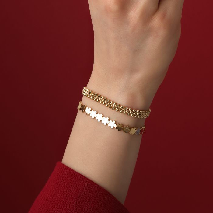 Çift Sıra Top Zincir Altın Bileklik - Manos