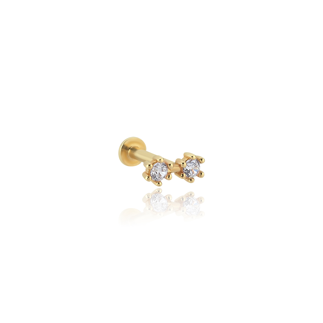 Çift Taşlı Dürbün Tragus Piercing - 1