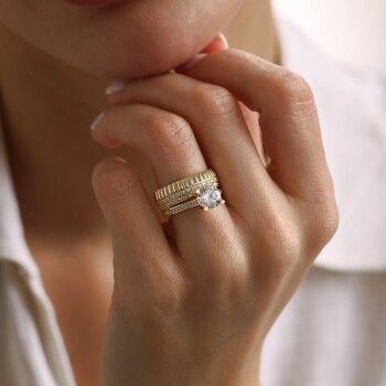 Çift Tur Alyanslı Tektaş Yüzük - Oragold Orhan (1)