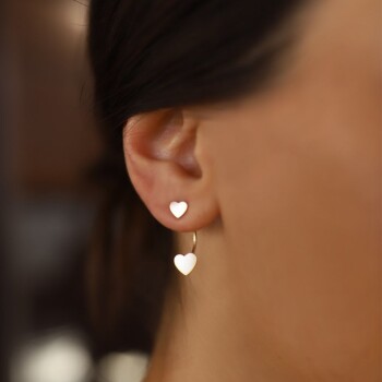 Çiftli Kalp Küpe - Karacan