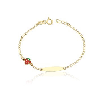 Çilekli Geniş Forse Zincir Çocuk Künyesi - Melike