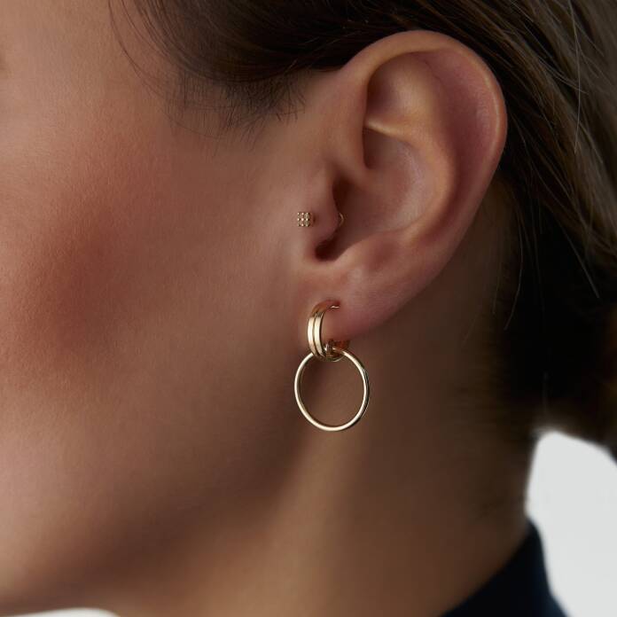 Çizgili Halka Sallantılı Küpe - 1