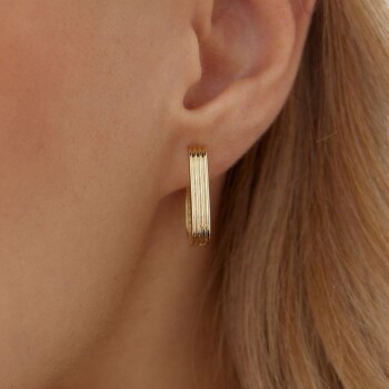 Çizgili Kare J Küpe - Rayna