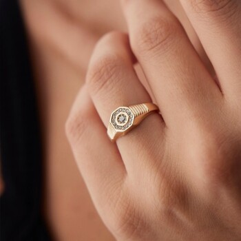 Çizgili Taşlı Şovalye Yüzük - Rayna