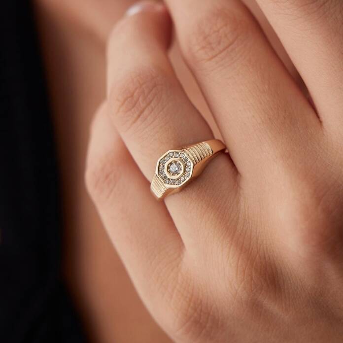 Çizgili Taşlı Şovalye Yüzük - 2