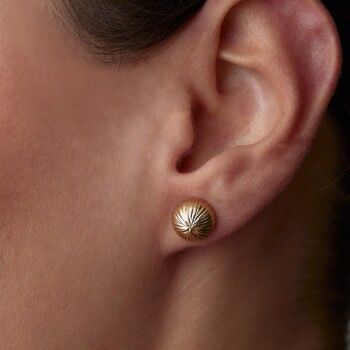 Çizgili Yarım Top Küpe - Ador