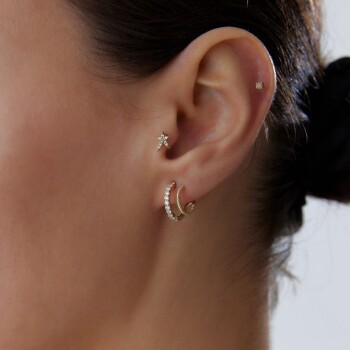 Cleat Taş ve Burgulu Halka Küpe - Koçak