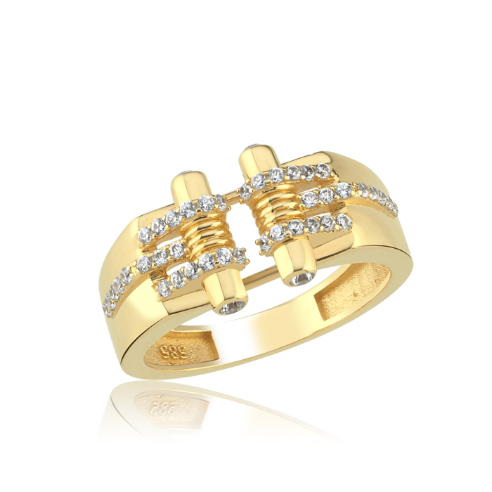 Çok Şeritli Taşlı Altın Yüzük - Rayna