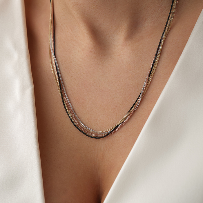 Çok Sıralı Tricolor Altın Kolye - Ahmet Özcan (1)