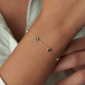 Çok Taşlı Sıvama Yeşil Bileklik - Cemart