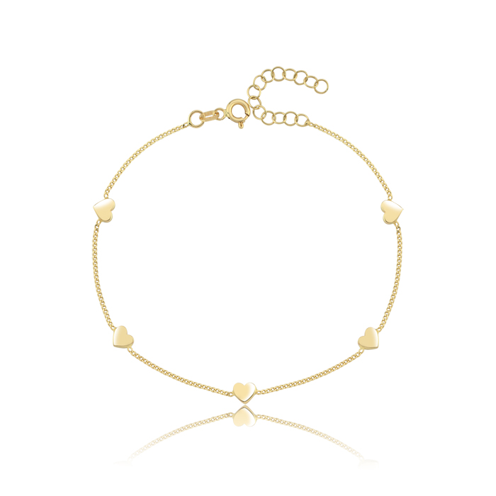 Çoklu Kalp Figürlü Altın Bileklik - Rayna