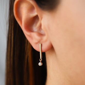 Çubuklu Taşlı Küpe - Nüans