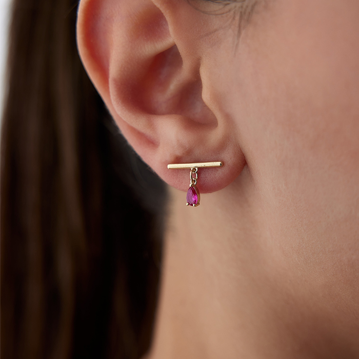 Curve Vidalı Damla Sallantı Küpe - Garo