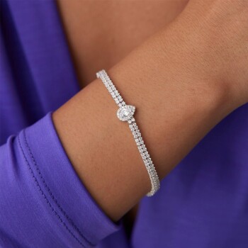 Damla Çift Sıra Su Yolur Bileklik - Mazi