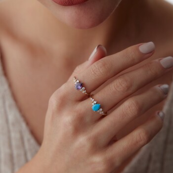 Damla Firuze Taşlı Yüzük - Nüans (1)
