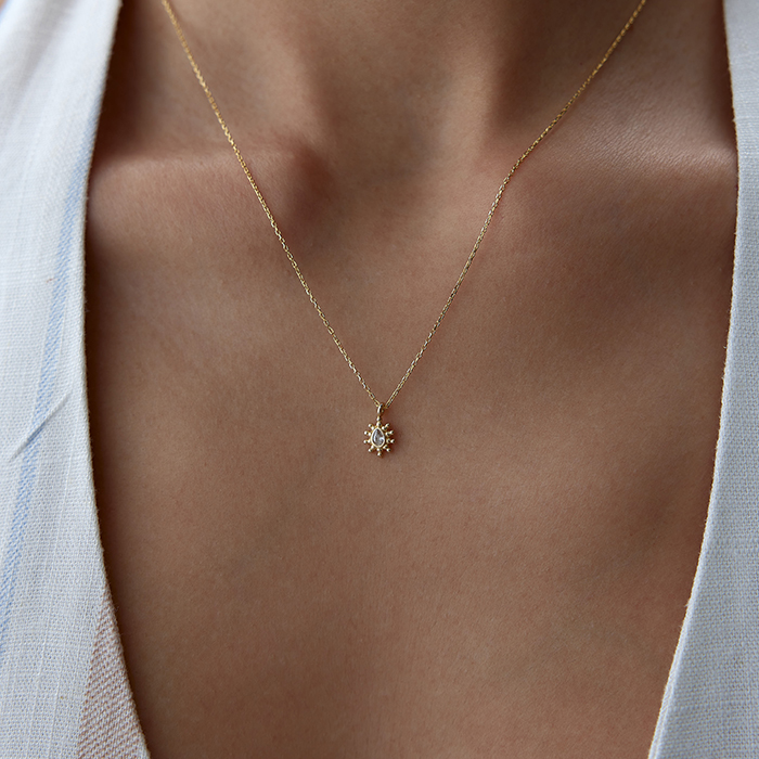 Damla Taşlı Ball Kolye - Alen