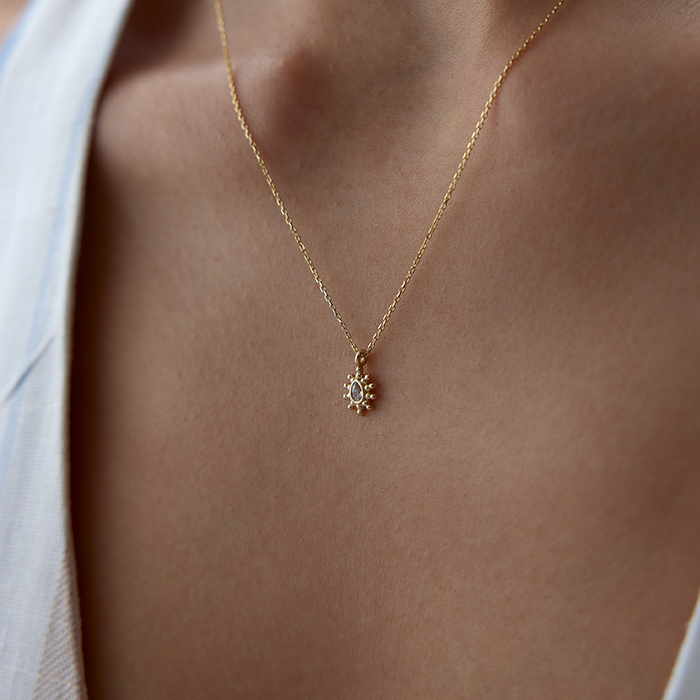 Damla Taşlı Ball Kolye - Alen (1)