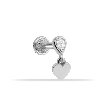 Damla Taşlı Kalp Sallantılı Minimal Tragus Piercing - Dianora (1)