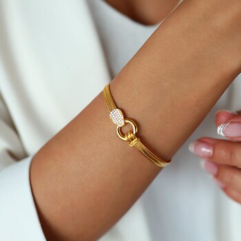 Damla Taşlı Trabzon Hasırı Bileklik - Özer