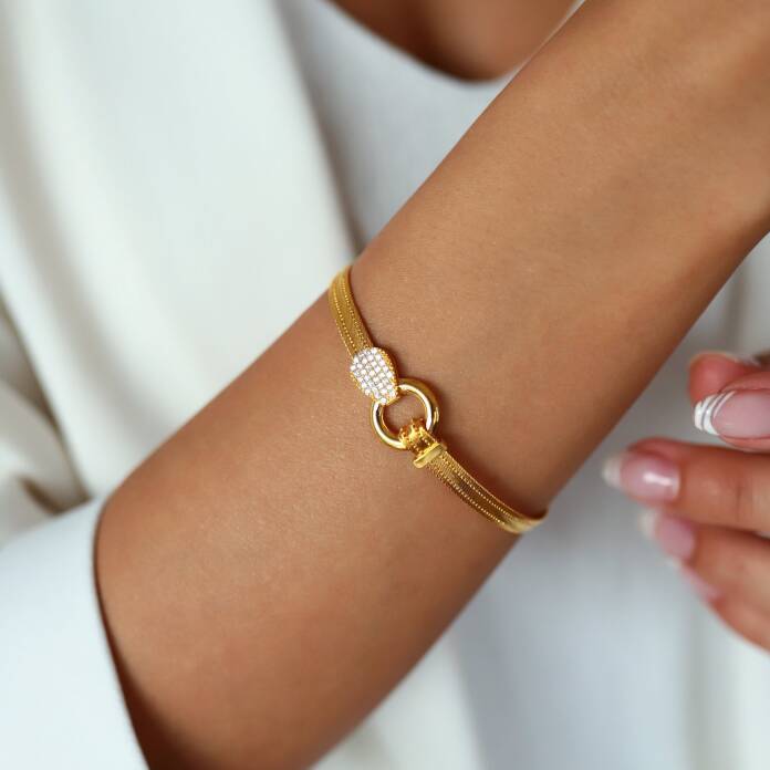 Damla Taşlı Trabzon Hasırı Bileklik - 1