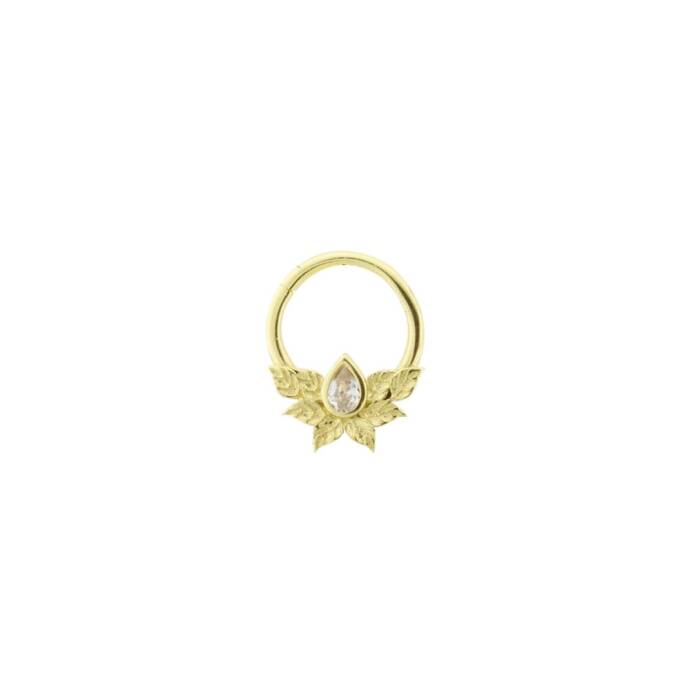 Damla Taşlı Yaprak Motifli Helix Piercing - 1
