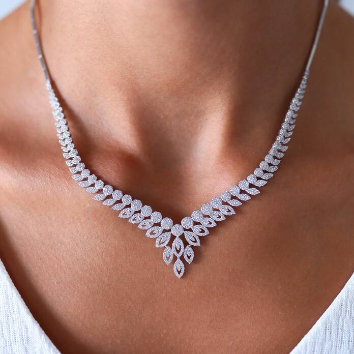 Damla Taşlı Yaprak Set - 1