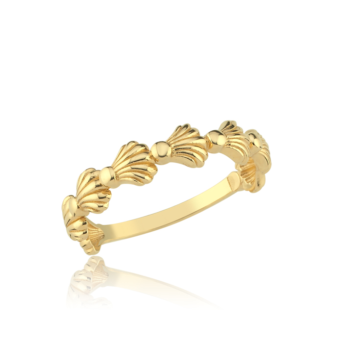 Deniz Kabuğu Sıralı Altın Yüzük - Rayna