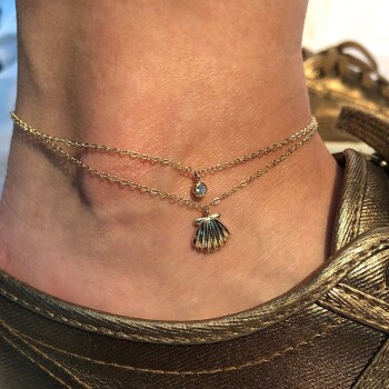 Deniz Kabuğu Taşlı Halhal - Rayna