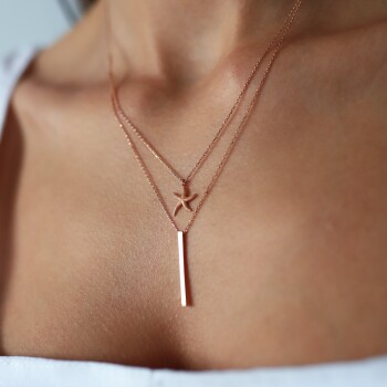 Deniz Yıldızı Çubuklu İkili Kolye - Rayna (1)