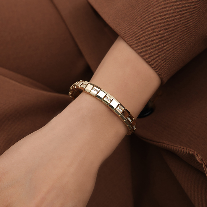 Dikdörtgen Blok Taşlı Altın Bileklik - Mg Gold