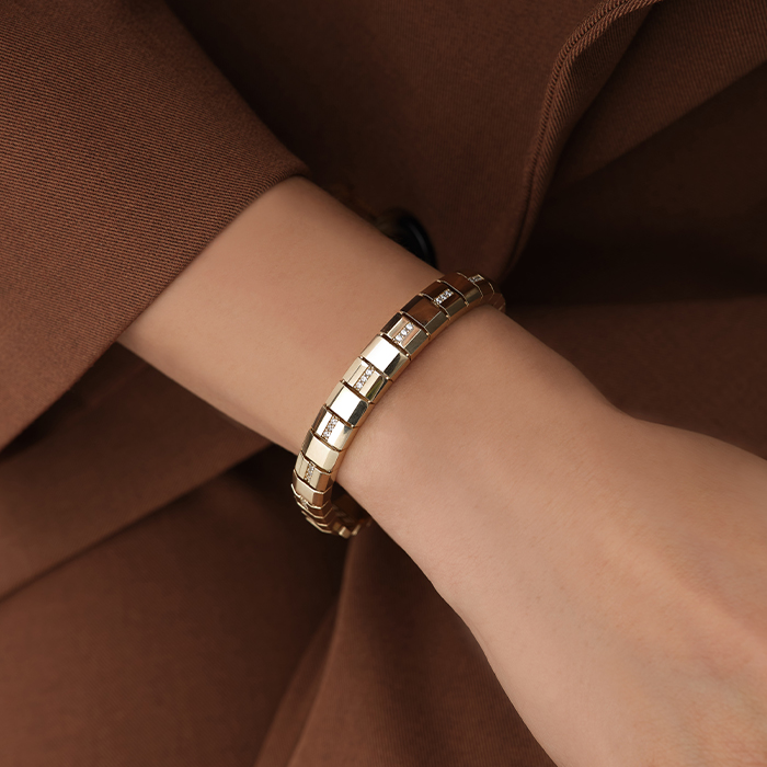 Dikdörtgen Blok Taşlı Altın Bileklik - Mg Gold (1)