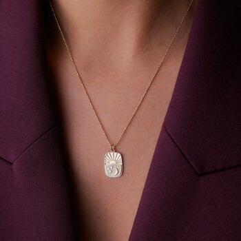 Dikdörtgen Plaka Gündüz Gece Kolye - Cemart