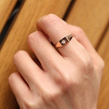 Dikdörtgen Plaka Kutup Yıldızı Yüzük - Rayna