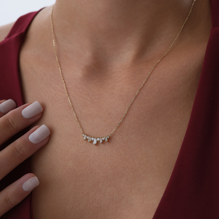 Dikdörtgen Taşlı Işık Kolye - Garo (1)