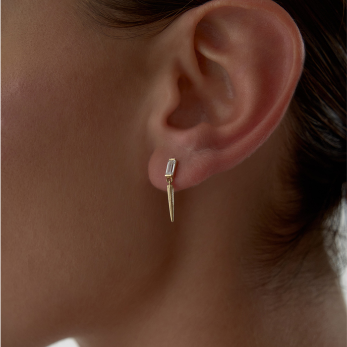 Dikdörtgen Taşlı Keskin Küpe - Garo (1)