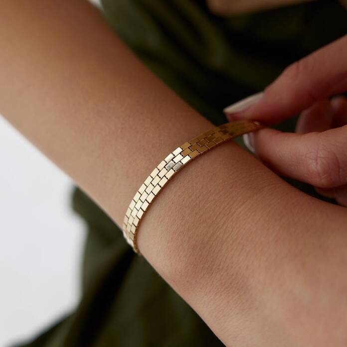Dikdörtgen Üç Sıra Sade Bileklik - 2