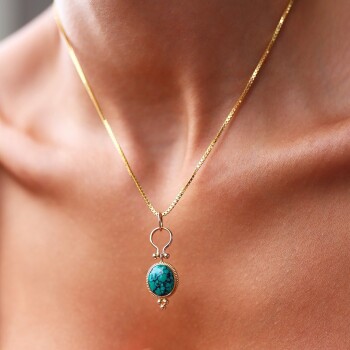 Doğal Firuze Taşlı Kolye - Uzun Hüseyin