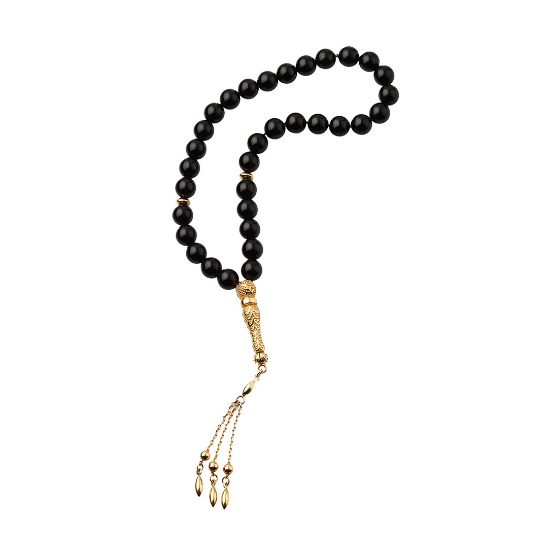 Doğal Taş Altın Tesbih - 1