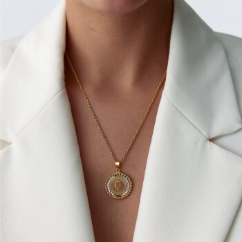 Dorica Çerçeveli Çeyrekli Kolye - ELA Yakup