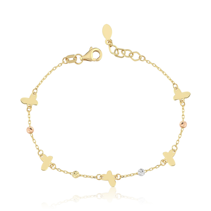 Doricalı ve Kelebekli Altın Çocuk Bileklik - Melike