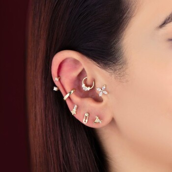 Dört Markiz Taşlı Çiçek Tragus Piercing - Dianora (1)