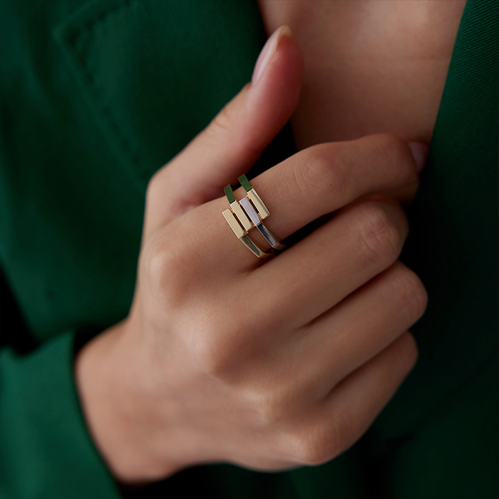 Dört Sıra Köşeli Yüzük - Koçak