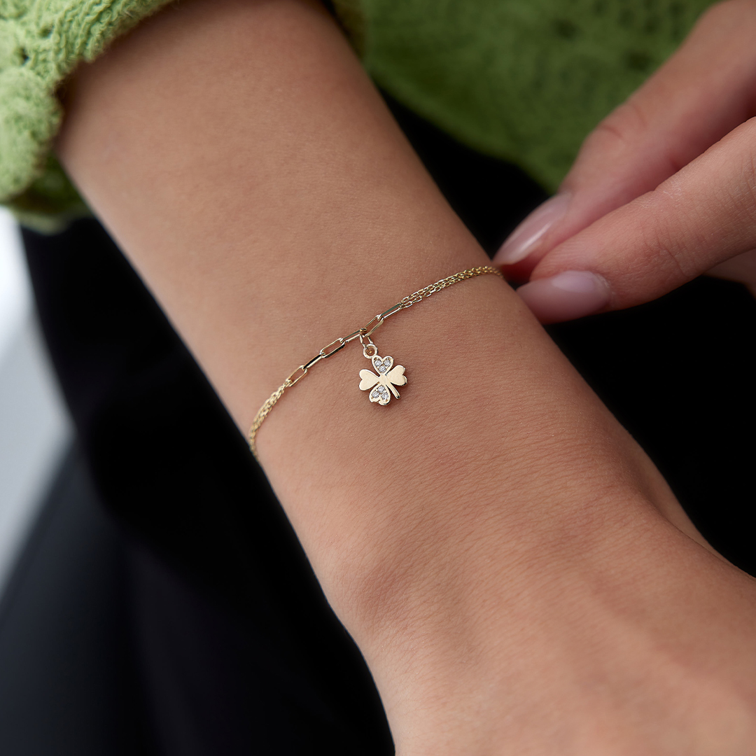 Dört Yapraklı Yonca Charm bileklik - 1