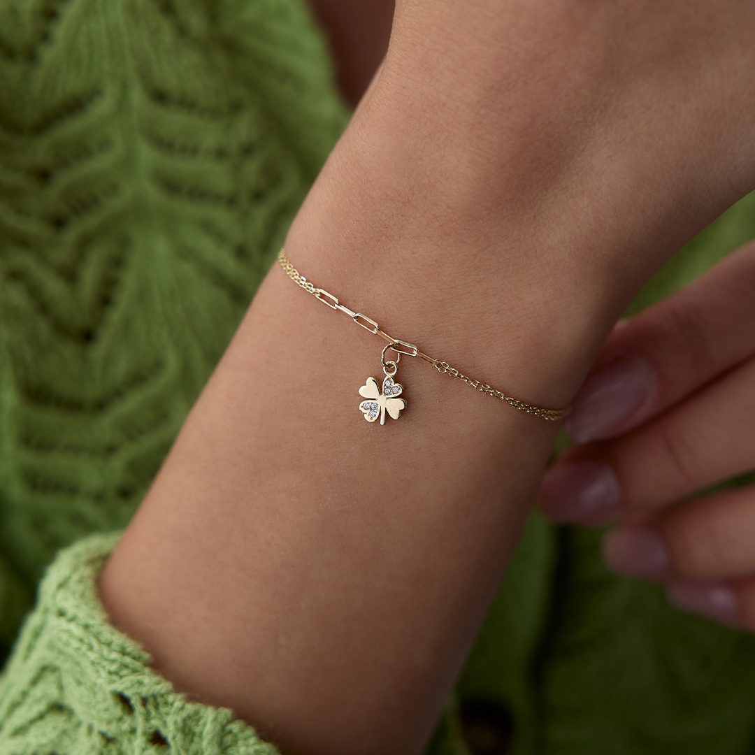 Dört Yapraklı Yonca Charm bileklik - 2