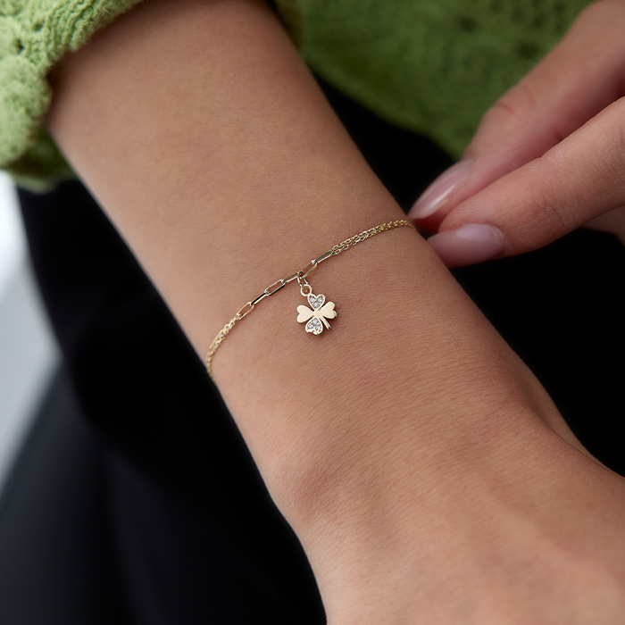 Dört Yapraklı Yonca Charm bileklik - Nüans