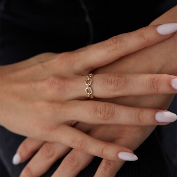 Dörtgen Chain to Chain Yüzük - Rayna (1)