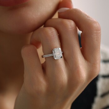 Dörtgen Plaka Yarım Tur Taşlı Baget Yüzük - Oragold Orhan (1)