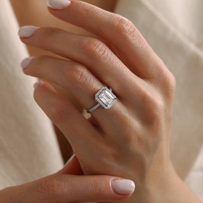 Dörtgen Sıra Taşlı Baget Yüzük - 2